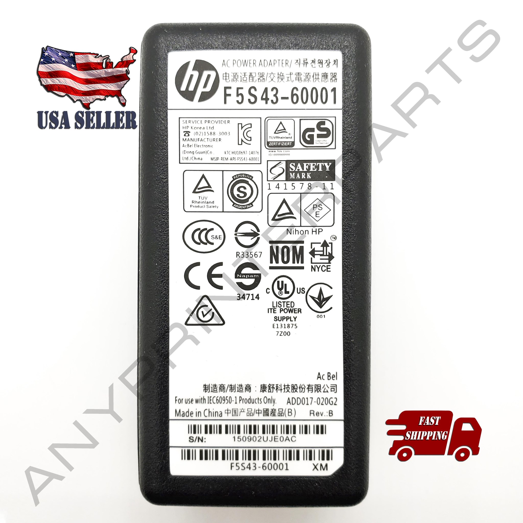 F5S43-60001 HP 455mA 22V AC Adapter Power Charger 1110 2130 2600 3635 3700 3830