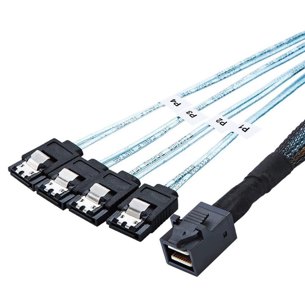 Internal HD Mini SAS Cable SFF-8643 To 4 SATA Connect to Hard Drive 0.5 or 1M