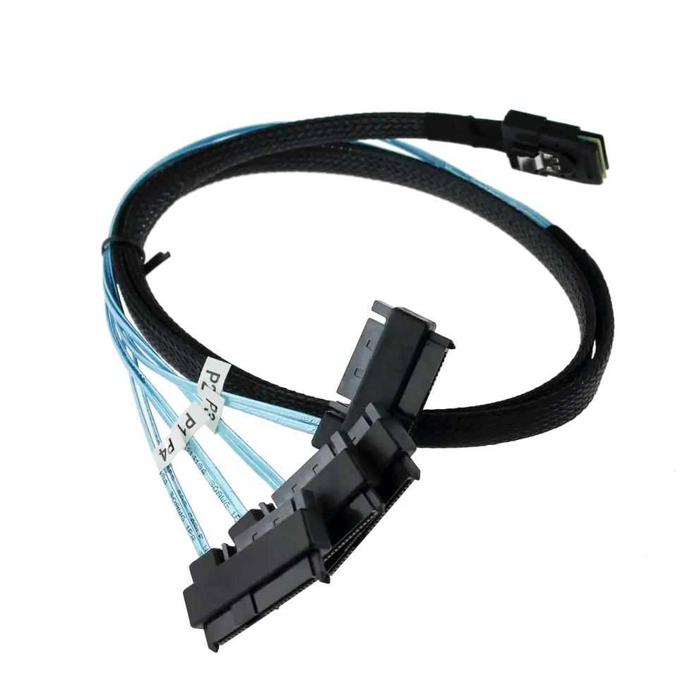 Mini SAS 36P SFF-8087 to (4) SFF-8482 HDD Connectors With SATA Power Cable 0.5 or 1M