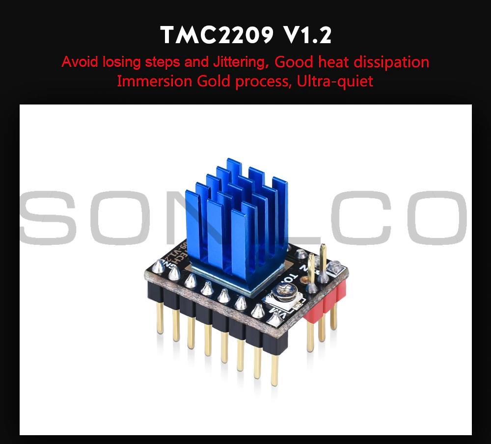 5PCS Stepper Motor Driver Module with Heat Sink for 3D Printer TMC2209 V1.2