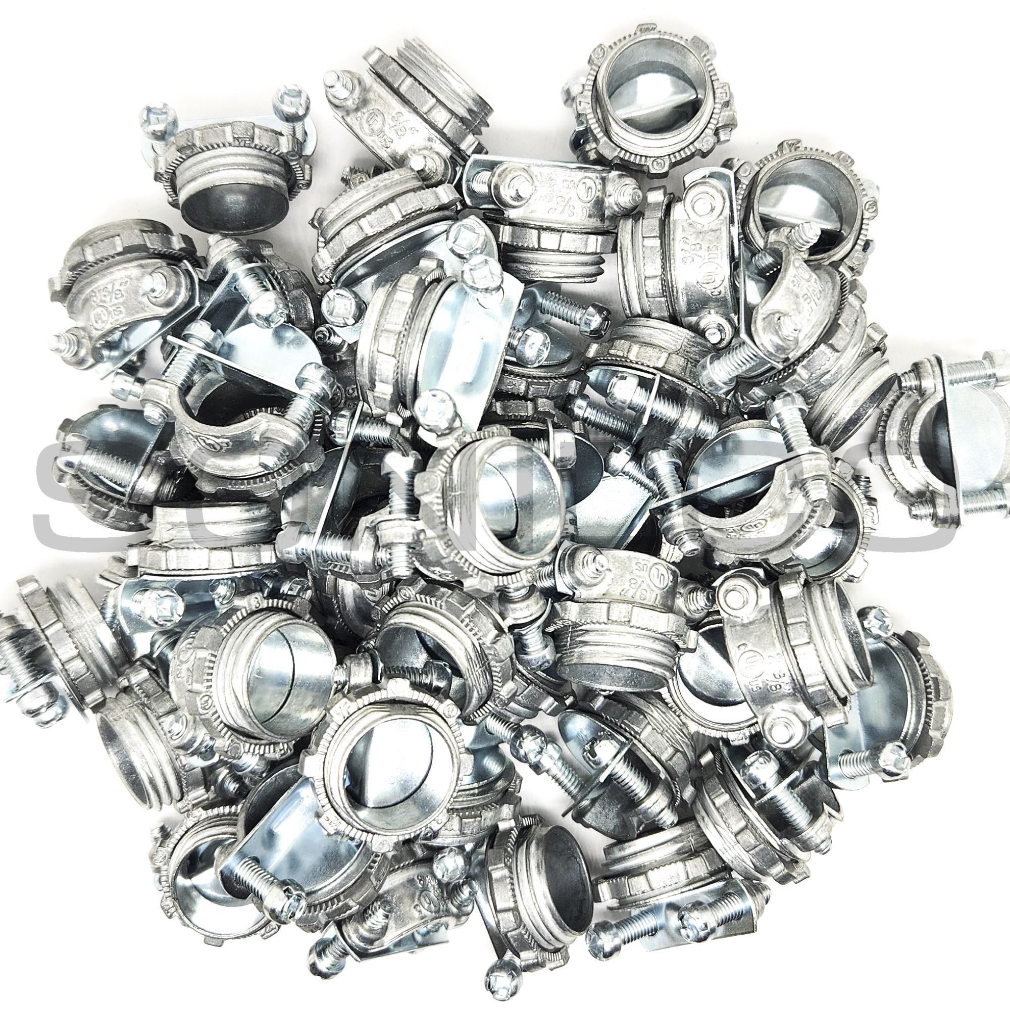 Lot 100 pcs 3/8 in Flexible Metal Conduit Combination Connector Standard Fitting